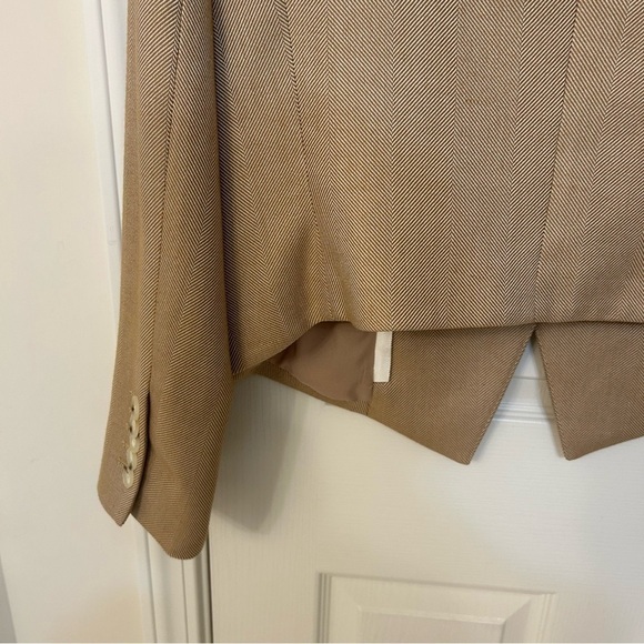 Veronica Beard Hosanna Herringbone Cutaway Dickey Jacket Dark Camel/Light Carmel - Picture 10 of 12